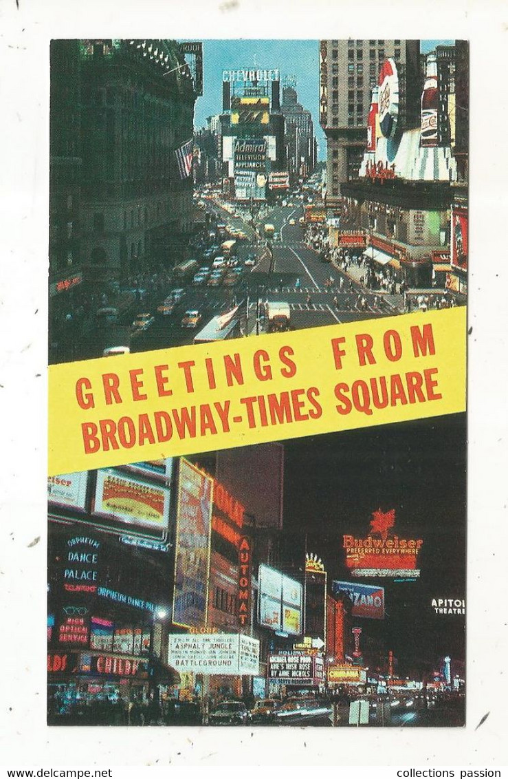 Cp , Etats Unis,  NEW YORK CITY,  TIME SQUARE ,multi Vues, Greetings From BROADWAY,  écrite - Time Square