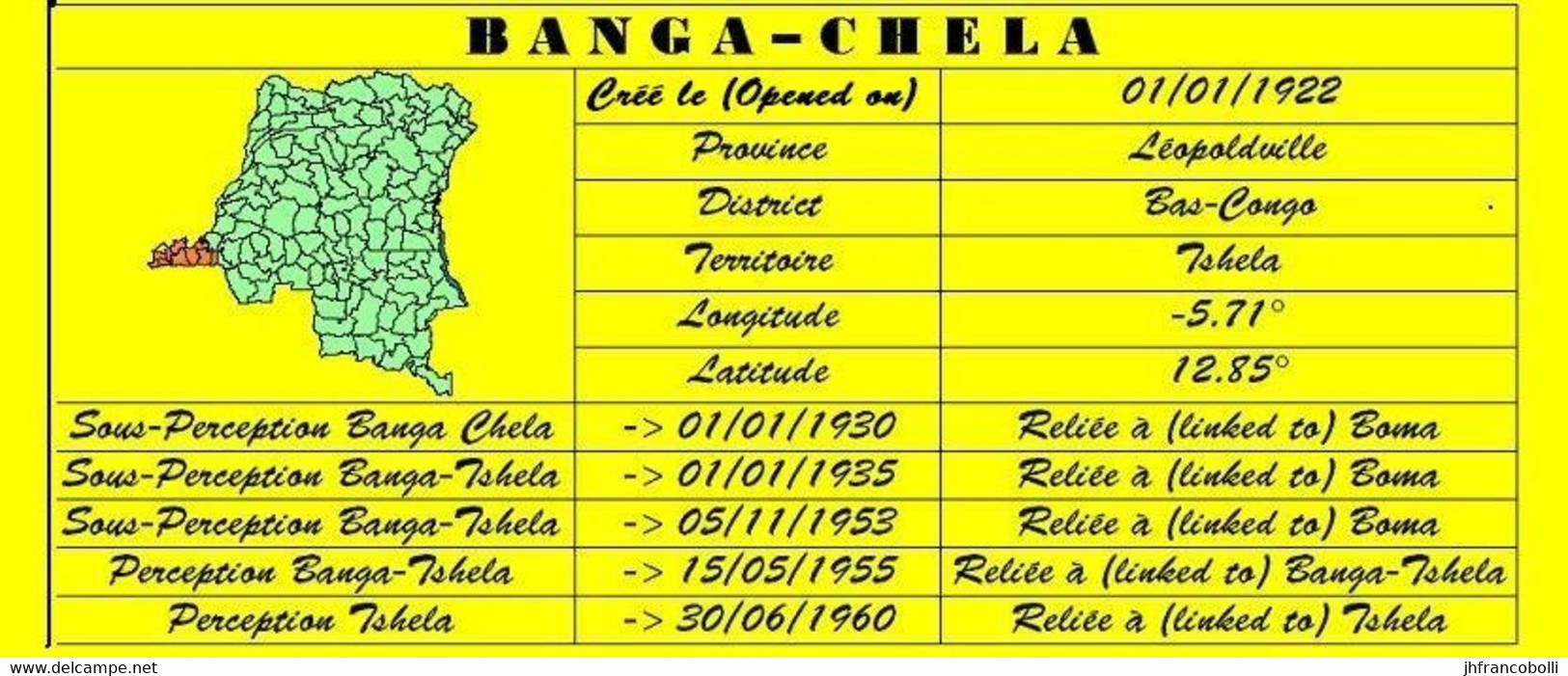 1925/1942 (°) BANGA (TSHELA) CHELA BELGIAN CONGO  CANCEL STUDY VARIA [2] COB 109+120+126+199+261+266 SIX ROUND CANCELS - Plaatfouten En Curiosa