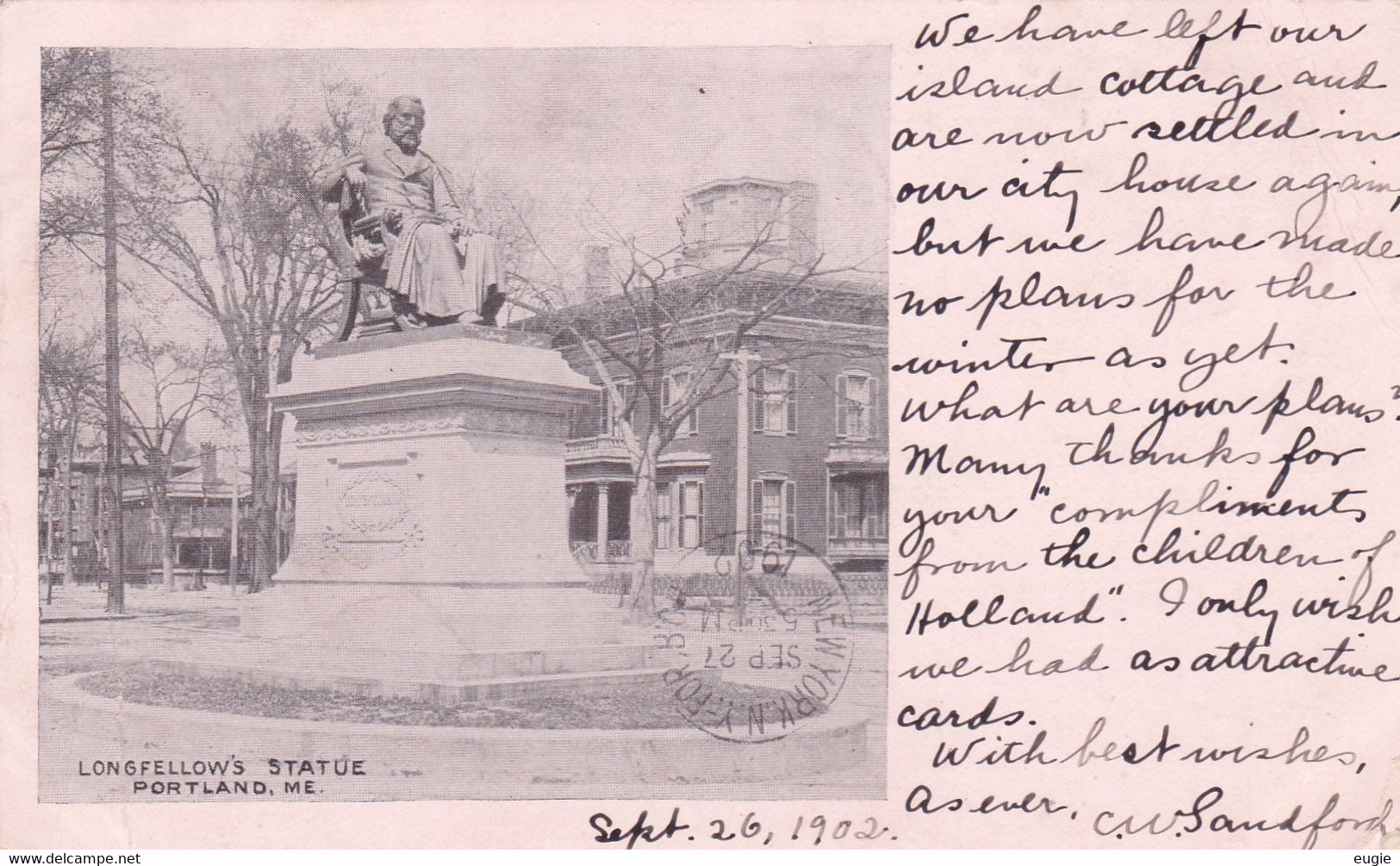 1455/ Longfellow's Statue, Portland 1902 - Portland