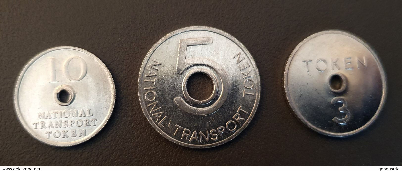 Série De 3 Jetons De Nécessité Britannique De Métro Ou Bus, Fin Années 60 " National Transport Tokens" Ticket De Métro - Monetari/ Di Necessità