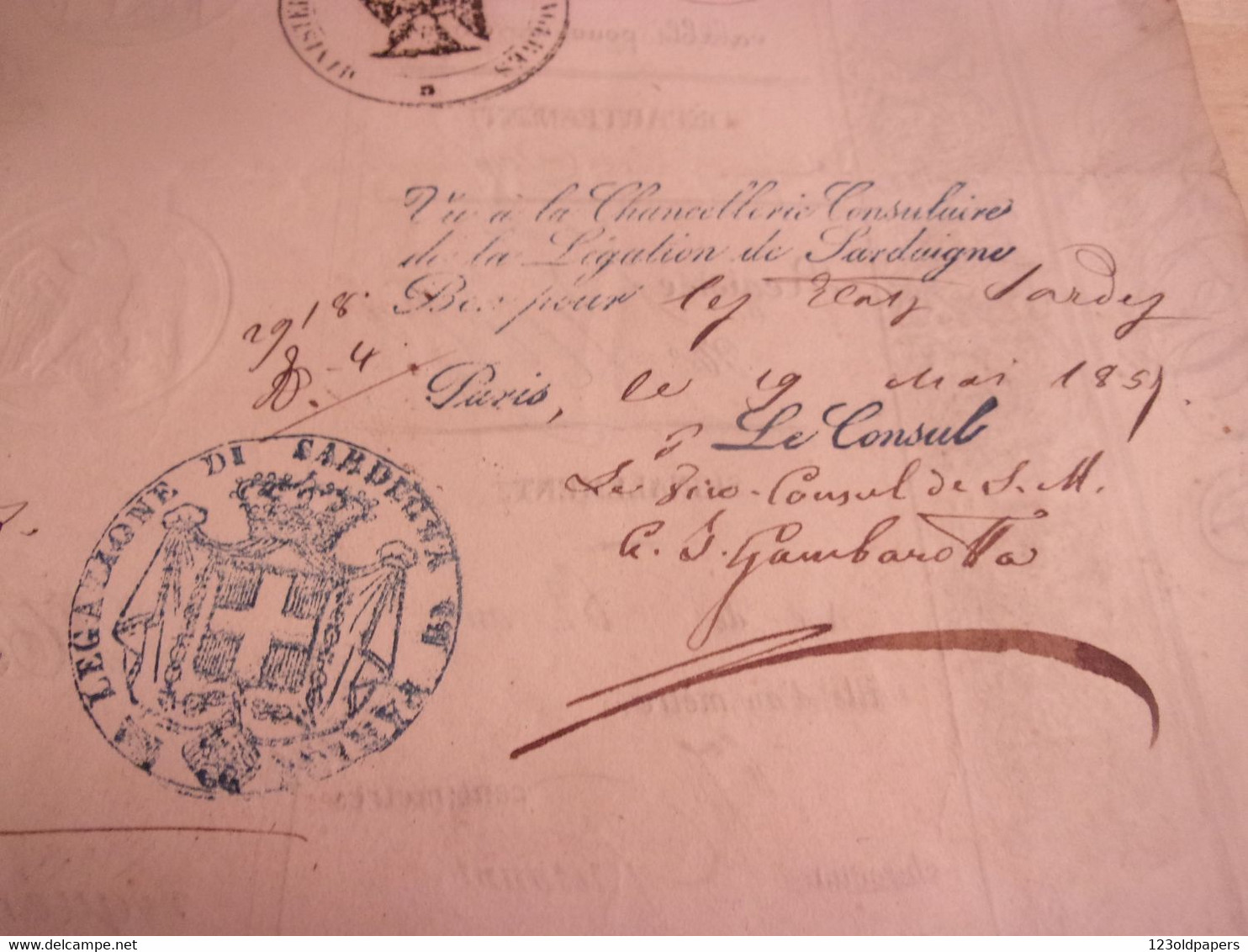 ️ RARE  1857 EMPIRE FRANCAIS PASSEPORT A L ETRANGER DE PARIS BADE SUISSE SARDAIGNE AUTRICHE LEGATION PAFSE PORT - Unclassified