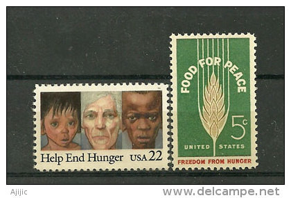 USA. Visages D'affamés.  Campagne Contre La Faim.  Deux T--p Neufs ** - ACF - Aktion Gegen Den Hunger