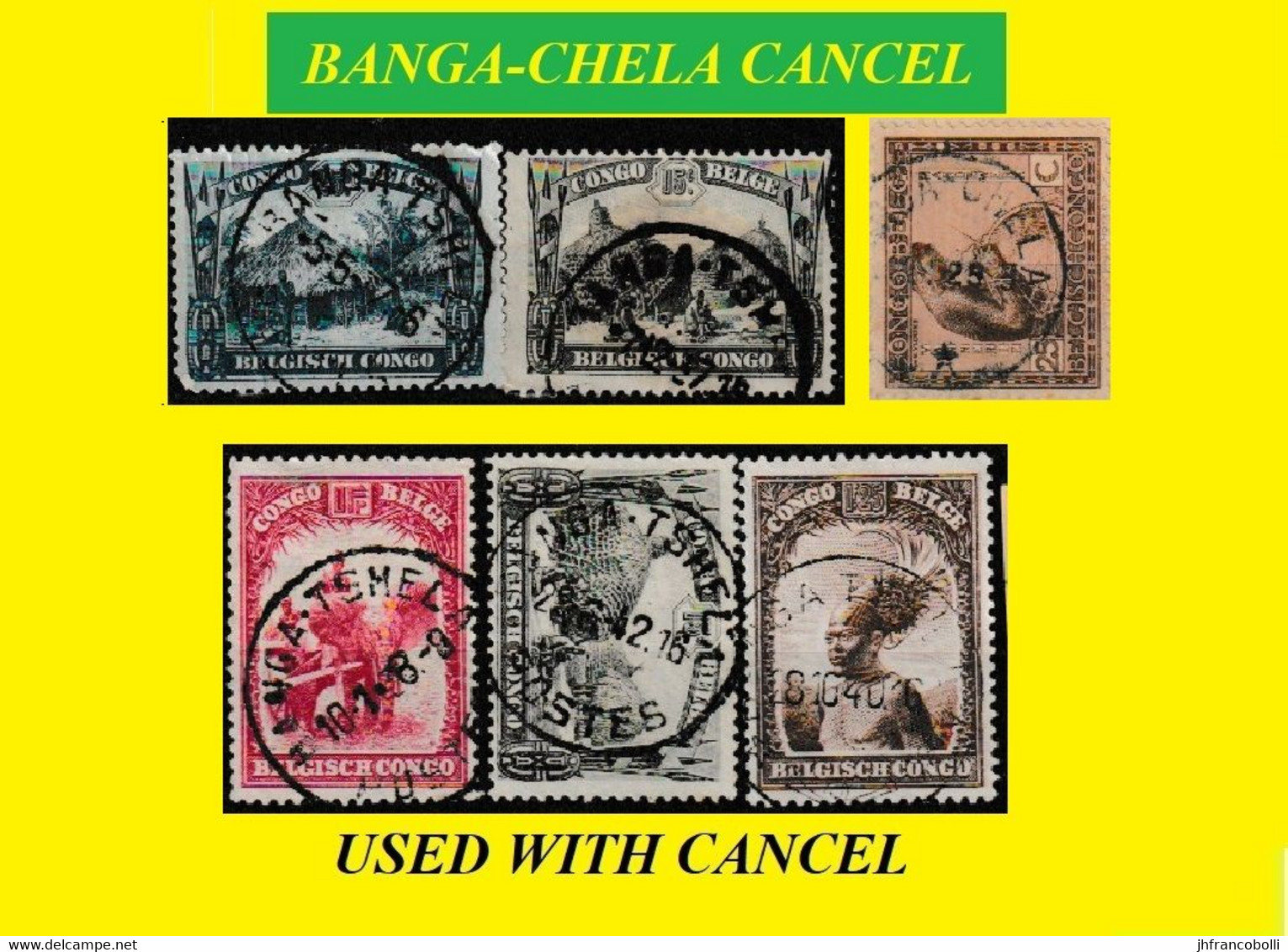 1923/1931 (°) BANGA (TSHELA) CHELA BELGIAN CONGO  CANCEL STUDY VARIA [3] COB 110+169+171+176+177 SIX ROUND CANCELS - Variedades Y Curiosidades