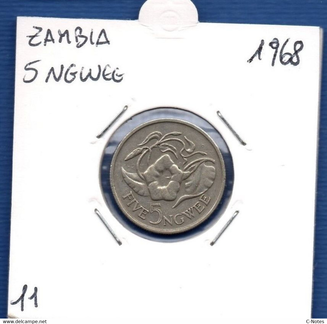 ZAMBIA - 5 Ngwee 1968 - See Photos - Km 11 - Zambia
