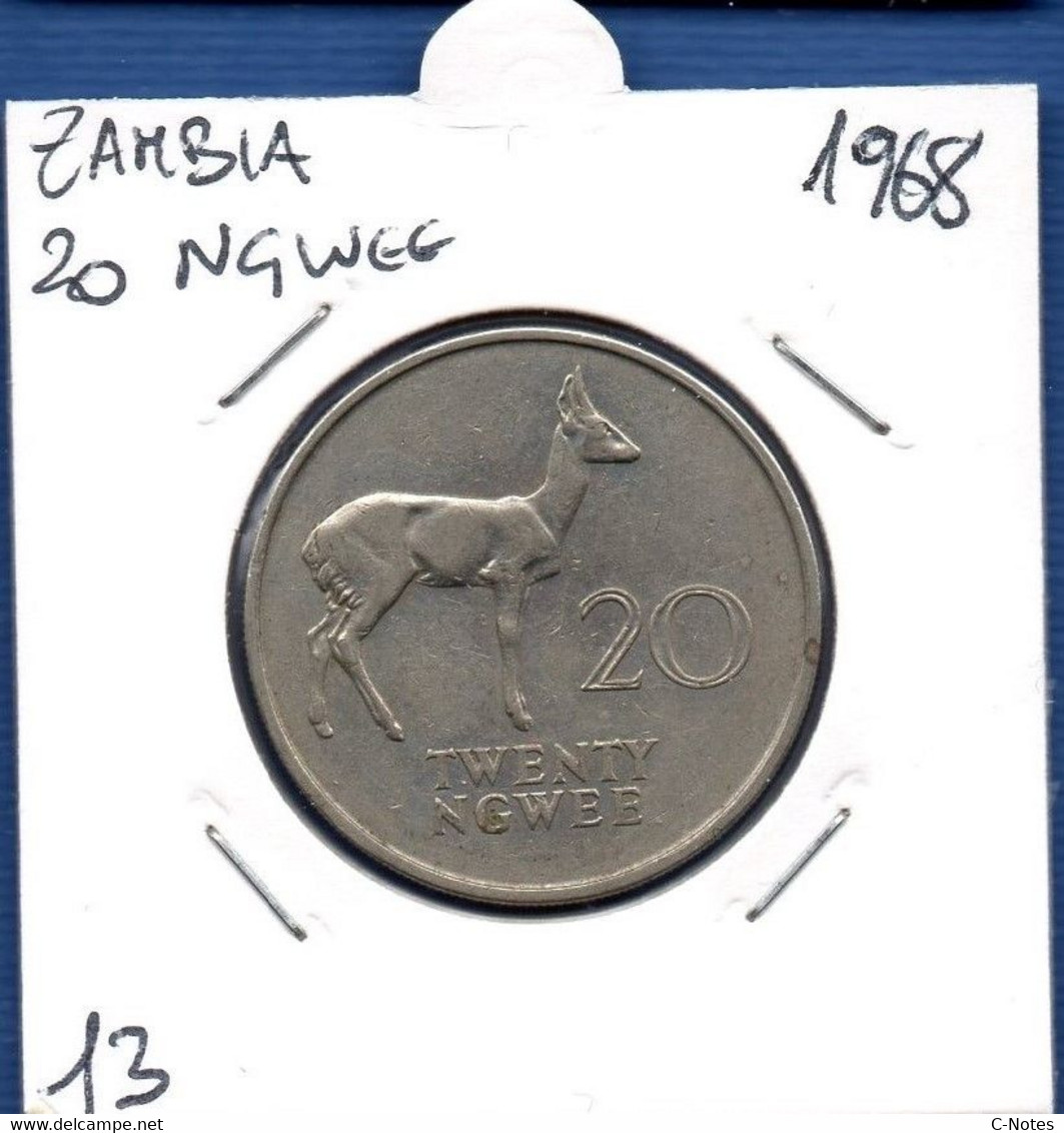ZAMBIA - 20 Ngwee 1968 - See Photos - Km 13 - Zambie
