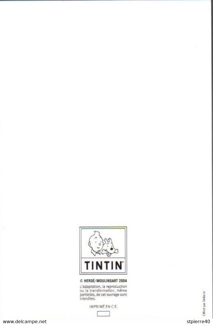 TINTIN Par Hergé - Carte Offerte Par Les Biscuits Delacre En 2004 - Hergé
