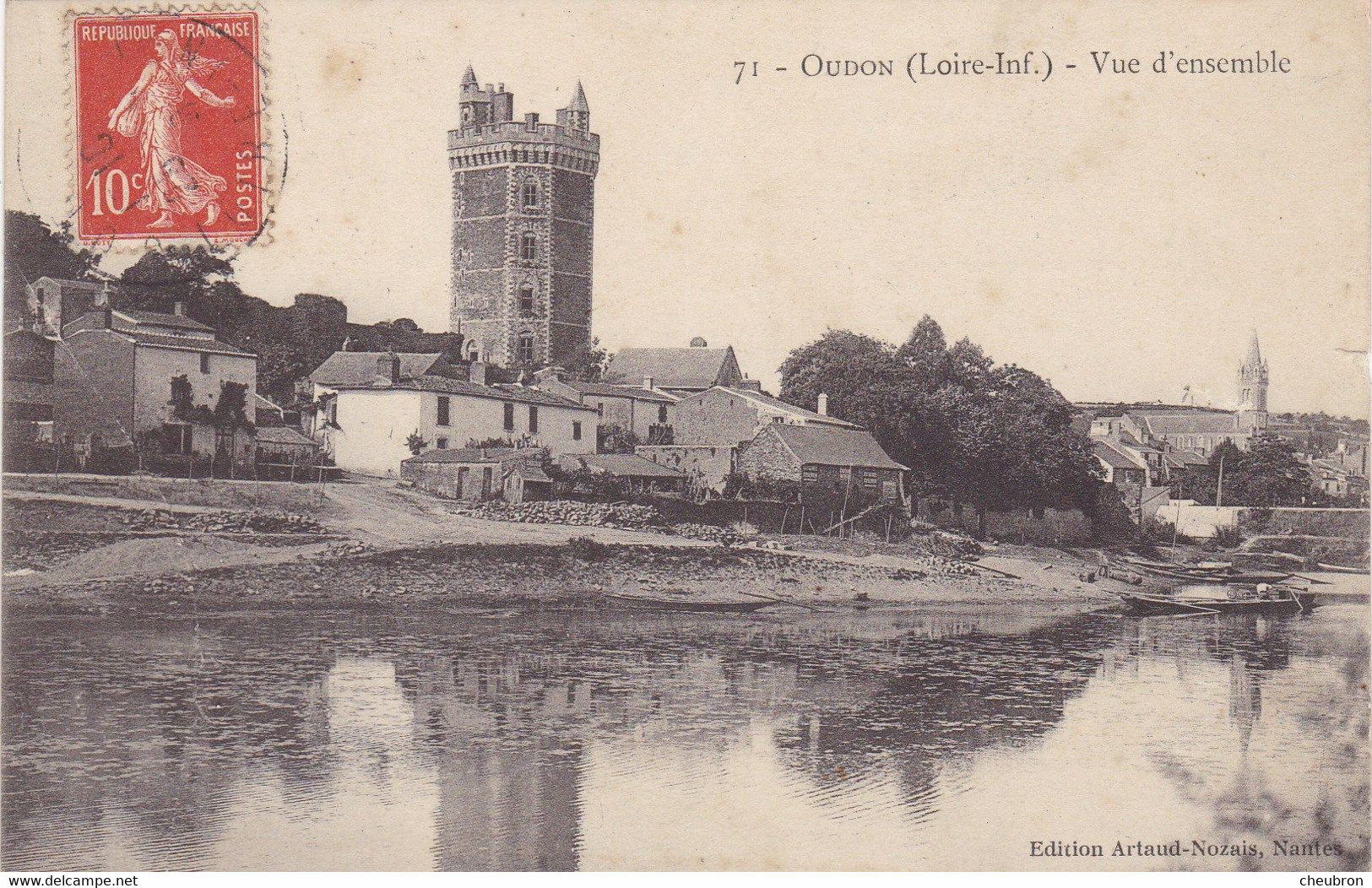 44. OUDON CPA. VUE D'ENSEMBLE. LA TOUR.. XVe SIECLE . ANNEE 1908 + TEXTE - Oudon