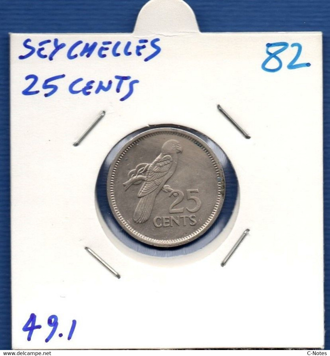 SEYCHELLES - 25 Cents 1982 -  See Photos - Km 49 - Seychelles