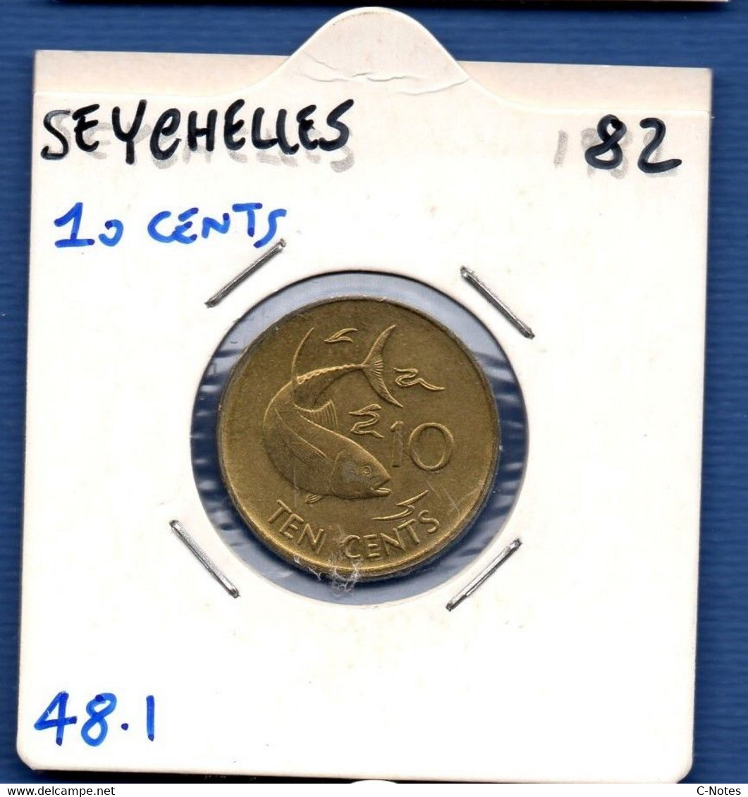 SEYCHELLES - 10 Cents 1982 -  See Photos - Km 48 - Seychelles