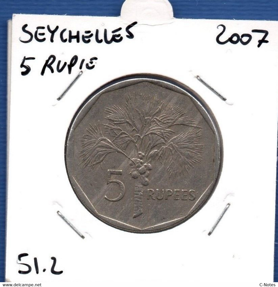 SEYCHELLES - 5 Rupees 2007 -  See Photos - Km 51 - Seychelles