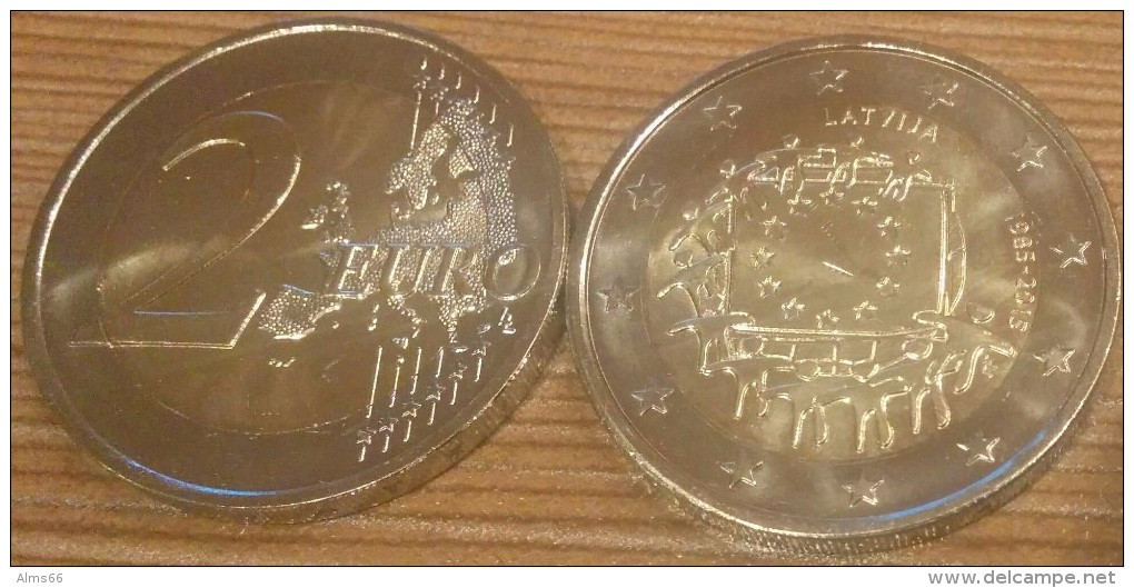 Latvia 2 Euro 2015 UNC (From Roll) - EU Flag 30 Years - Lettonia