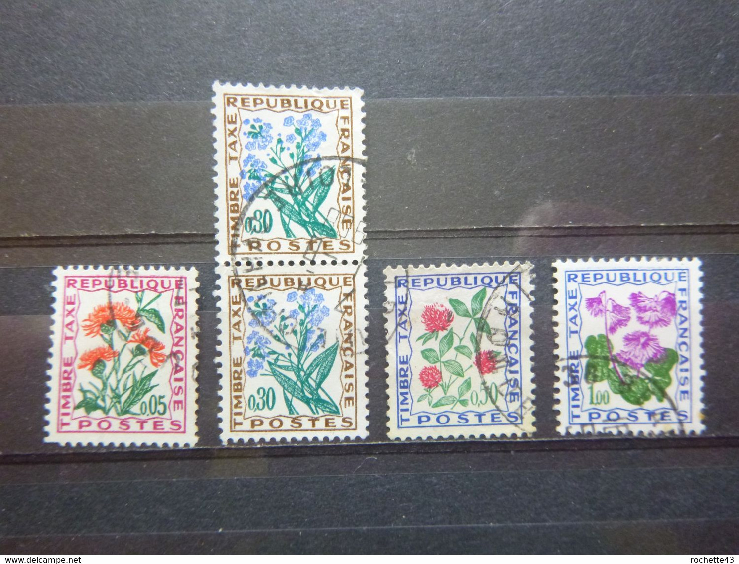 Timbre Taxe Fleurs Des Champs - 1964-71 - Lot De 5 - N° 95, 99x2, 101, 102 - Oblitérés - France - 1960-.... Oblitérés