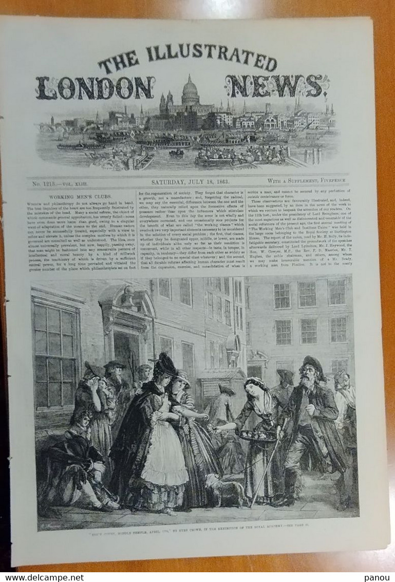 THE ILLUSTRATED LONDON NEWS 1213. JULY 18, 1863. MELBOURNE AUSTRALIA CREMORNE GARDENS WIMBLEDON NEW ZEALAND ​​​​​​​MALTA - Other & Unclassified