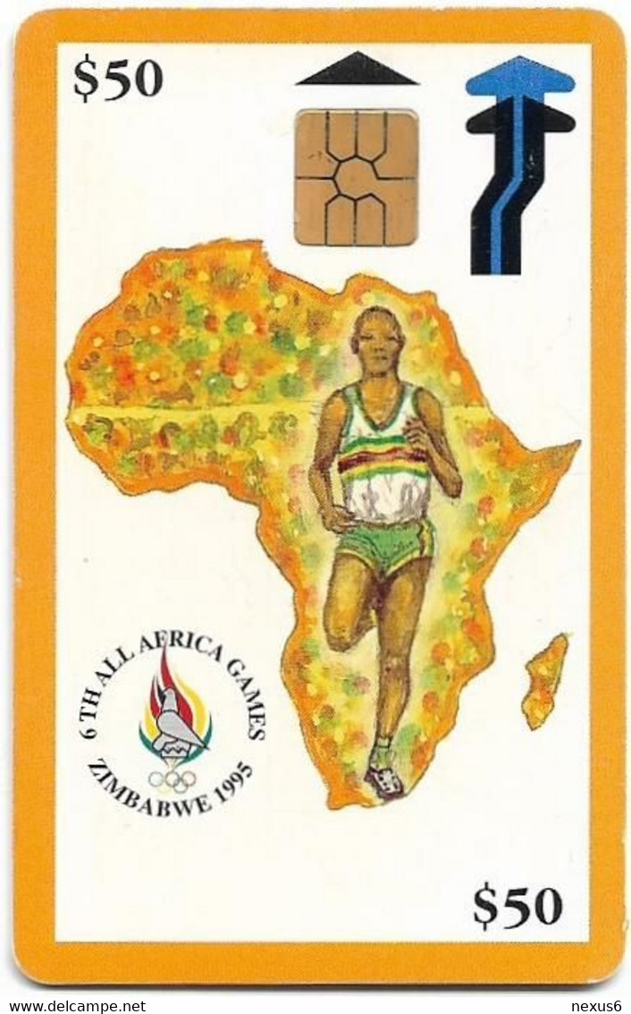 Zimbabwe - PTC - 6th All Africa Games (Orange), Gem2 Black, Exp. 09.1998, 50$, 40.000ex, Used - Simbabwe