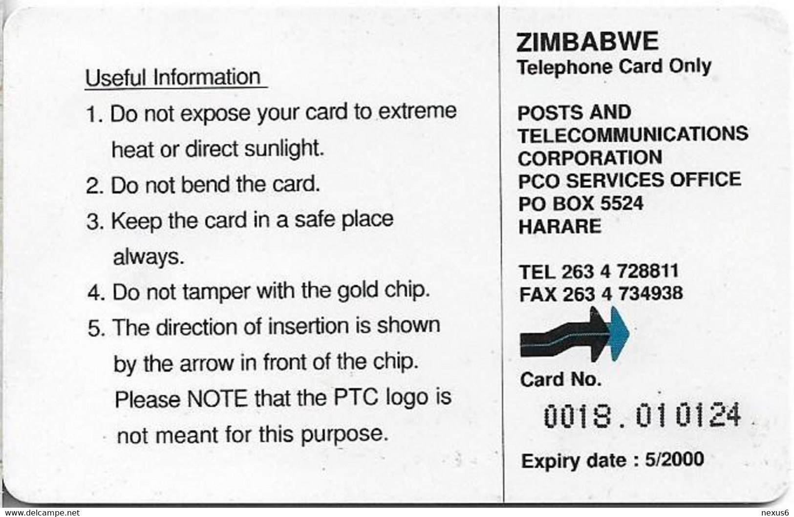 Zimbabwe - PTC - Natasha & Tadiwa 2, Chip SO3, Exp. 05.2000, 30$, 20.000ex, Used - Zimbabwe
