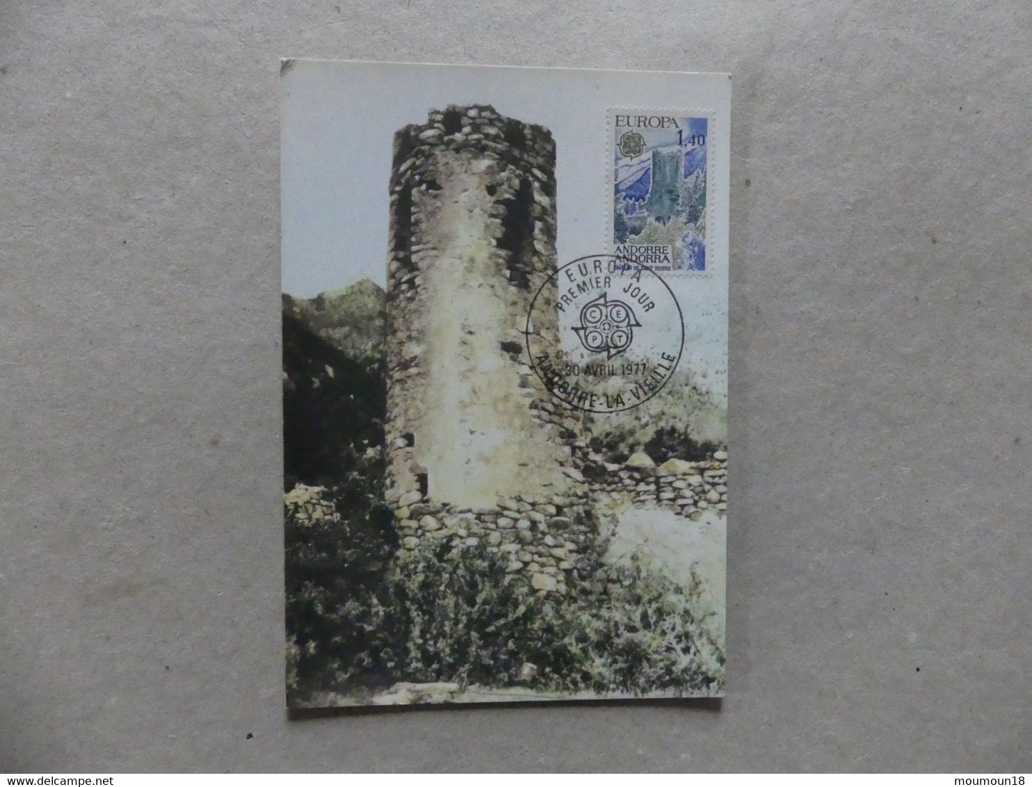 Carte Postale 1er Premier Jour Europa Chateau De Sant Vicens 30 Avril 1977  Andorre-la-Vieille - Lettres & Documents