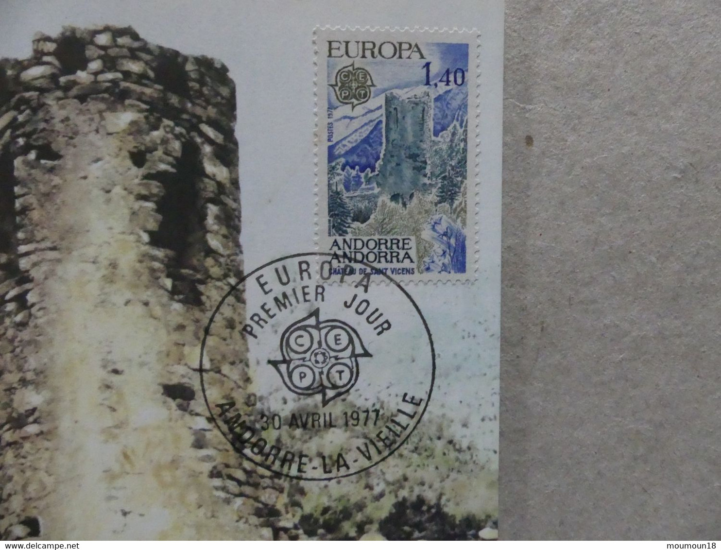 Carte Postale 1er Premier Jour Europa Chateau De Sant Vicens 30 Avril 1977  Andorre-la-Vieille - Covers & Documents
