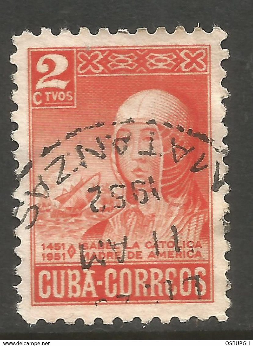 CUBA. 1951. 2c ISABELLA USED MATANZAS POSTMARK. - Oblitérés