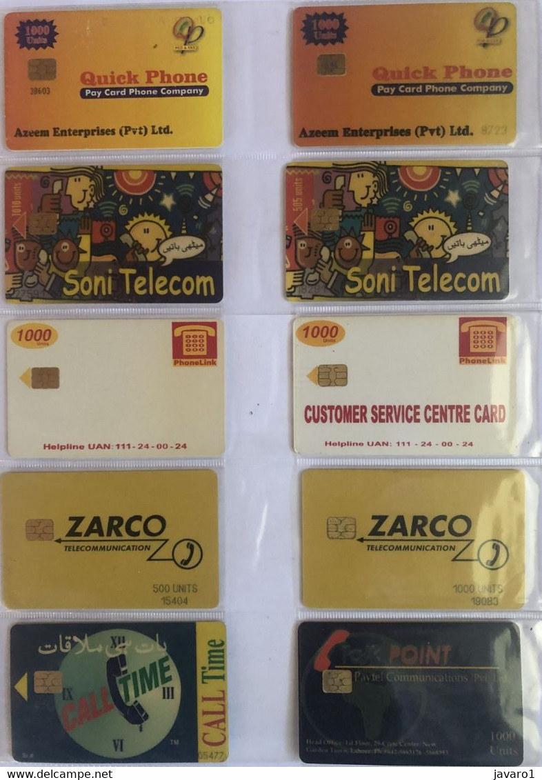 PAKISTAN DIFFERENT COMPANIES Chip  : 10 DIFFERENT CARDS AS PICTURED ( Lot 13 ) USED - Pakistán