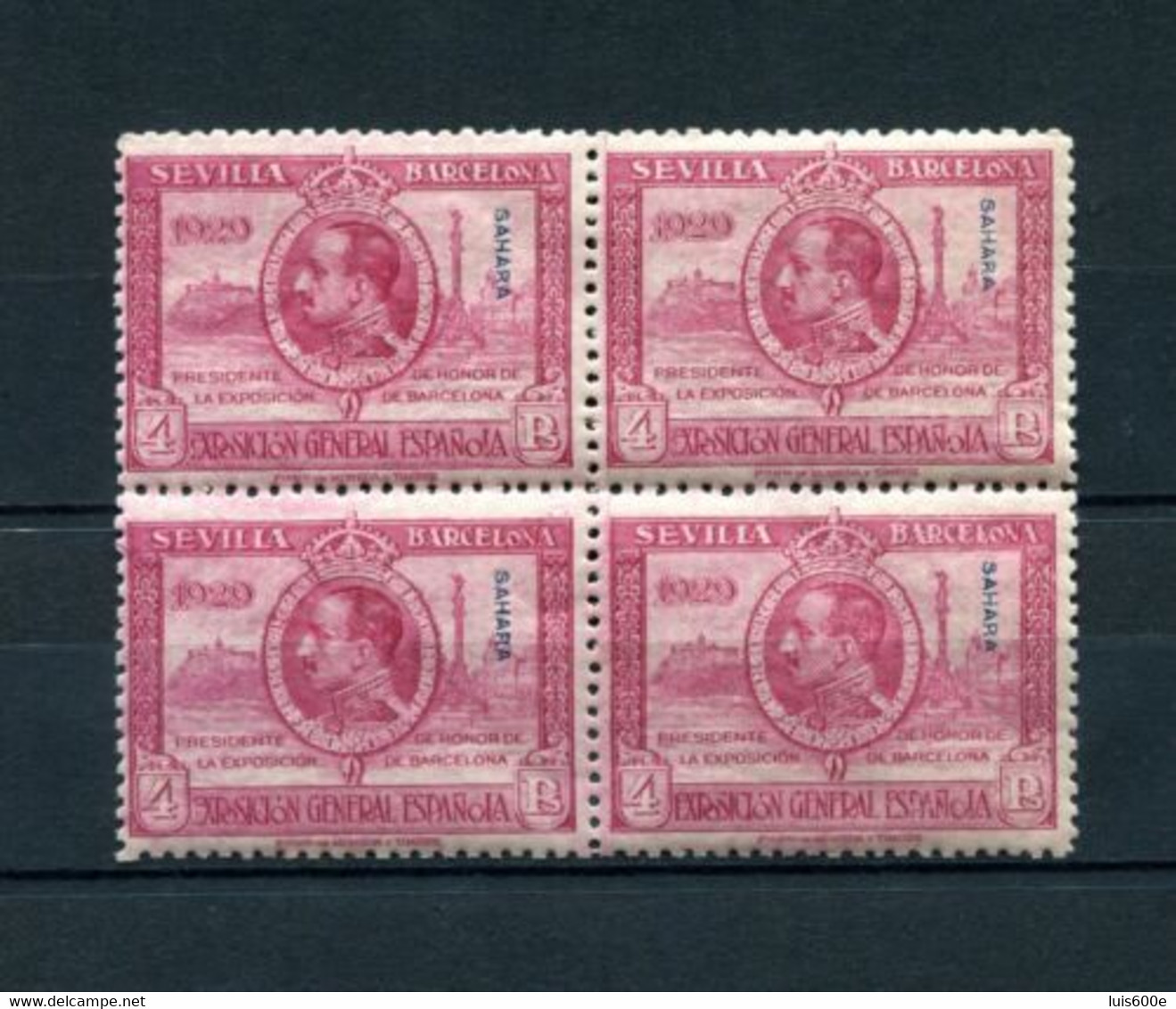 1929.SAHARA.EDIFIL 34**.NUEVOS SIN FIJASELLOS(MH)BLOQUE DE 4.CATALOGO 188€ - Sahara Español