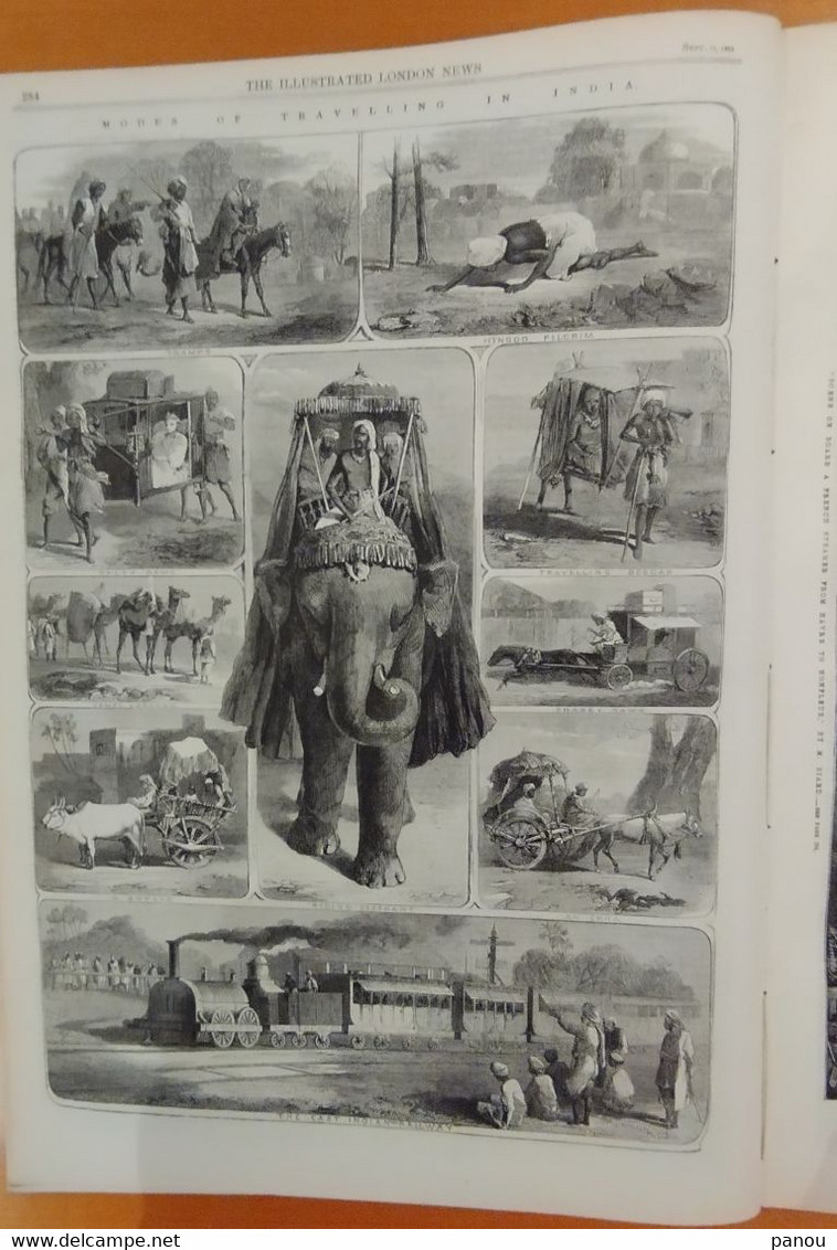 THE ILLUSTRATED LONDON NEWS 1222. SEPTEMBER 19, 1863. TELEGRAPH TRAVELLING INDIA. SHIP BATEAU LE HAVRE HONFLEUR - Sonstige & Ohne Zuordnung