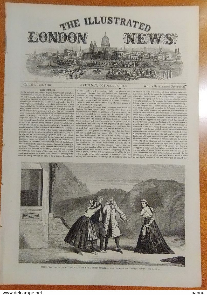 THE ILLUSTRATED LONDON NEWS 1227. OCTOBER 17, 1863. CANTERBURY NEW ZEALAND. BRISTOL SOMERSET RAILWAY. MURREE HILLS INDIA - Autres & Non Classés