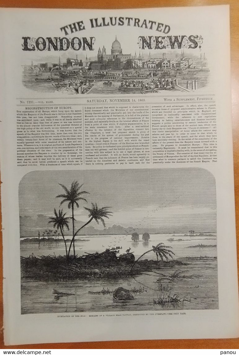 THE ILLUSTRATED LONDON NEWS 1231. NOVEMBER 14, 1863. NILE. RAILWAY BRIDGE LUDGATE HILL. NEW ZEALAND - Autres & Non Classés