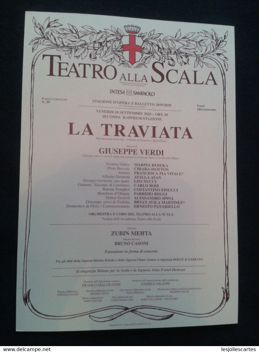 ZUBIN MEHTA CONDUCTOR DIRIGENT VERDI LA TRAVIATA CONCERT FLYER HANDBILL - Programme