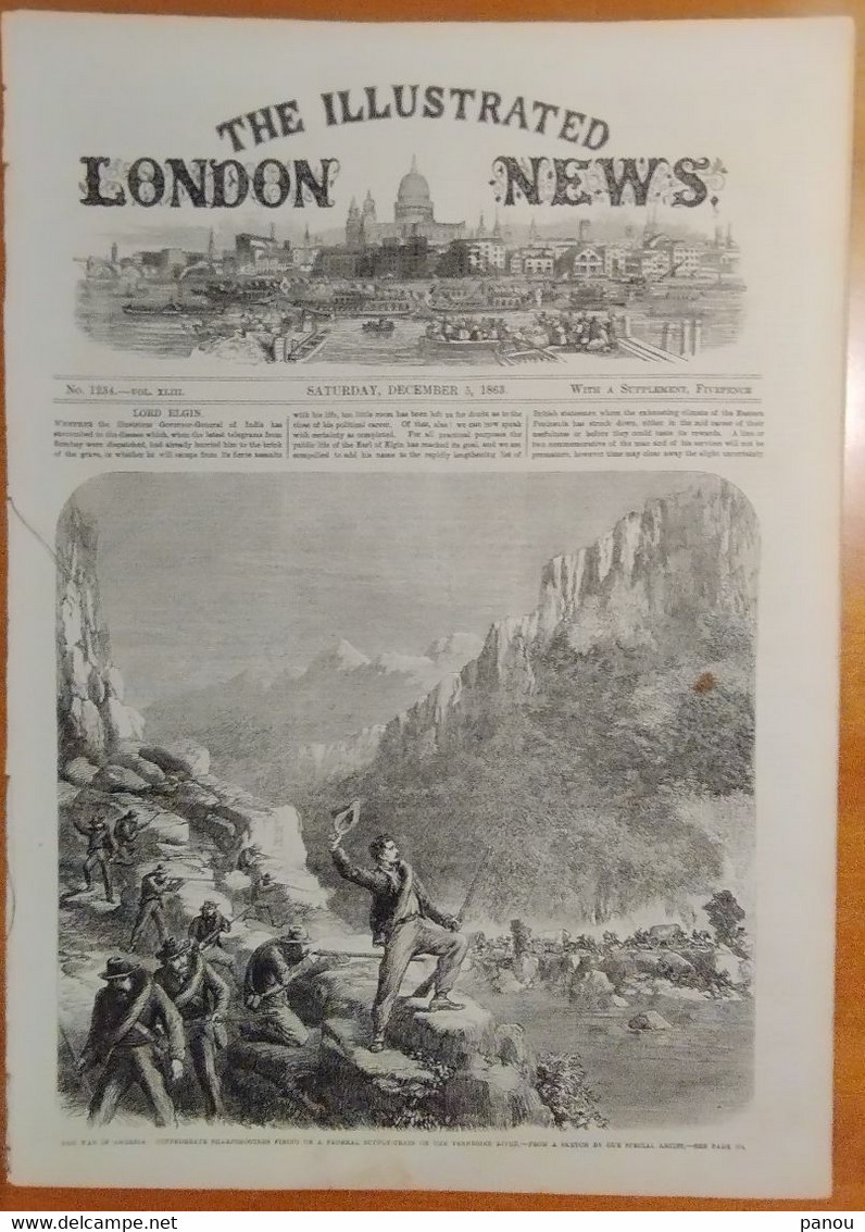 THE ILLUSTRATED LONDON NEWS 1234. DECEMBER 5, 1863. CIVIL WAR USA. GREECE ATHENS. MOOLTAN INDIA. AUSTRALIA. NEW ZEALAND - Otros & Sin Clasificación