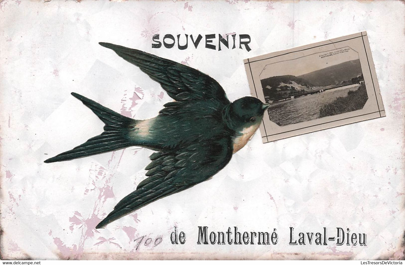 CPA Souvenir De Monthermé Laval Dieu - Hirondelle Portant Une Vue De Monthermé - Greetings From...