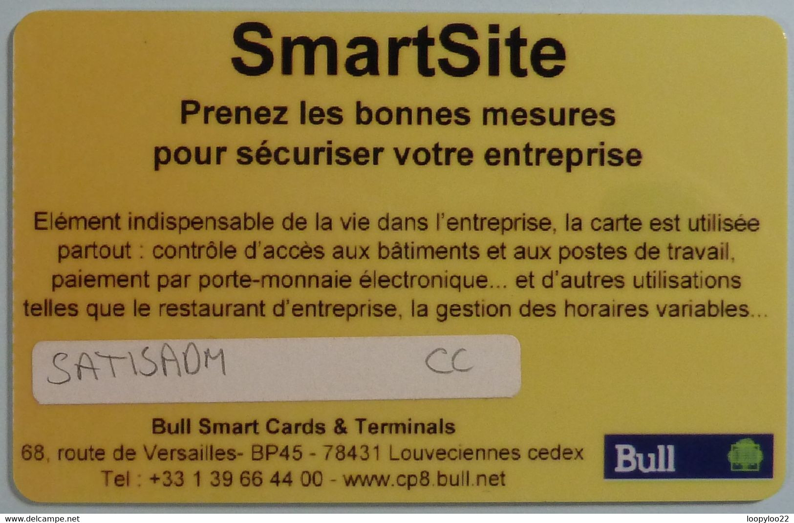 FRANCE - Bull Chip - TV Access - Smartcard Demo - SmartSite - Used - Interner Gebrauch