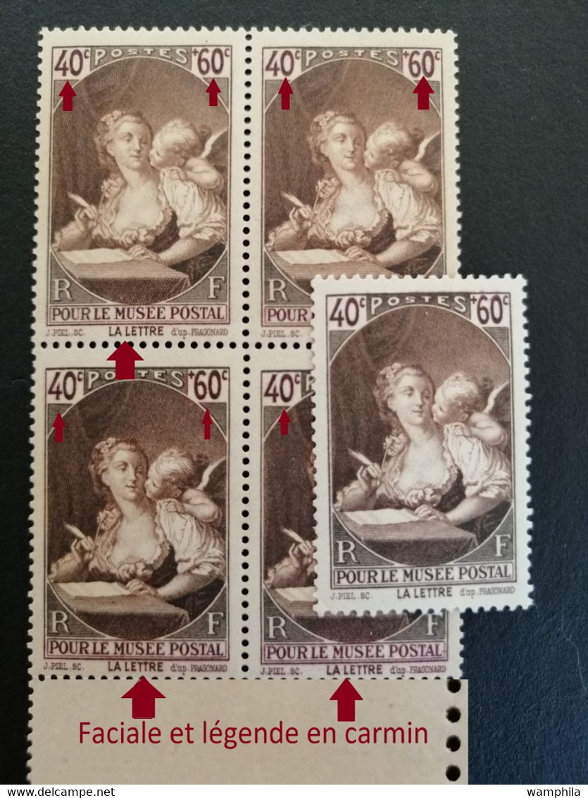 France 1939. N°446** Bloc De 4 Avec Faciale Et Légende En Carmin. Cote 2700€ - Unused Stamps