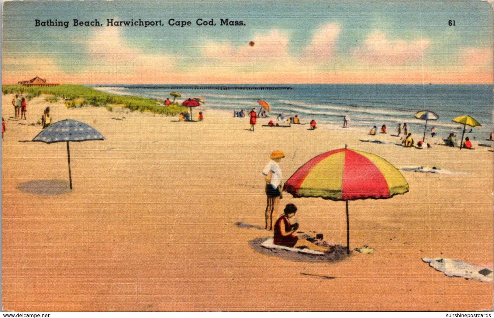 Massachusetts Cape Cod Harwichport Bathing Beach 1950 - Cape Cod