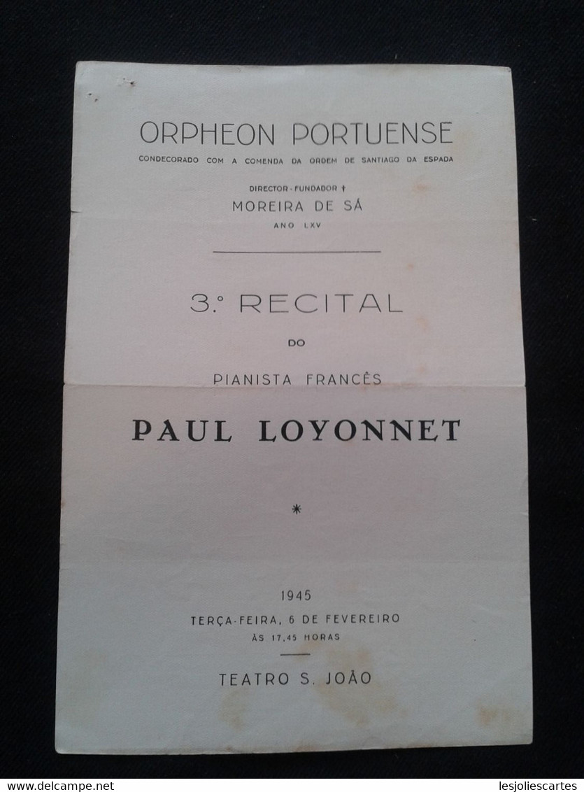 PAUL LOYONNET PIANISTE KLAVIER PIANIST PIANO RECITAL CONCERT PROGRAMME PROGRAM - Programme