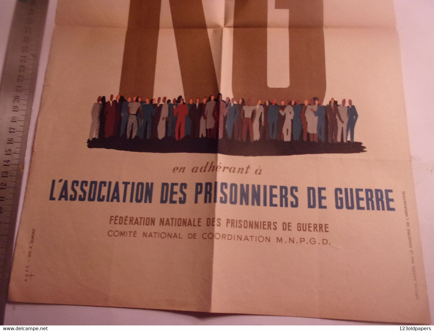 WWII 2KW  PRISONNIERS DE GUERRE  /  K G Restons Unis !  Affiche Originale Guerre 39-45 Politique 50/32 CM PG - Dokumente