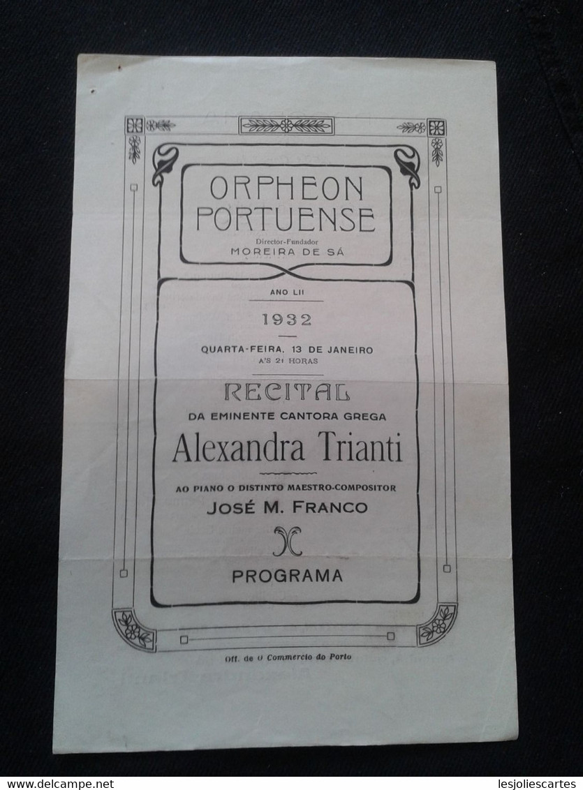 ALEXANDRA TRIANTI GREEK SINGER CANTORA JOSE FRANCO COMPOSITEUR PIANISTE KLAVIER PIANIST CONCERT PROGRAMME PROGRAM - Programme