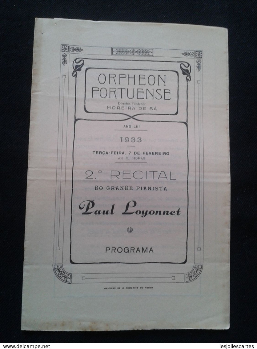 PAUL LOYONNET PIANISTE KLAVIER PIANIST PIANO RECITAL CONCERT PROGRAMME PROGRAM - Programme