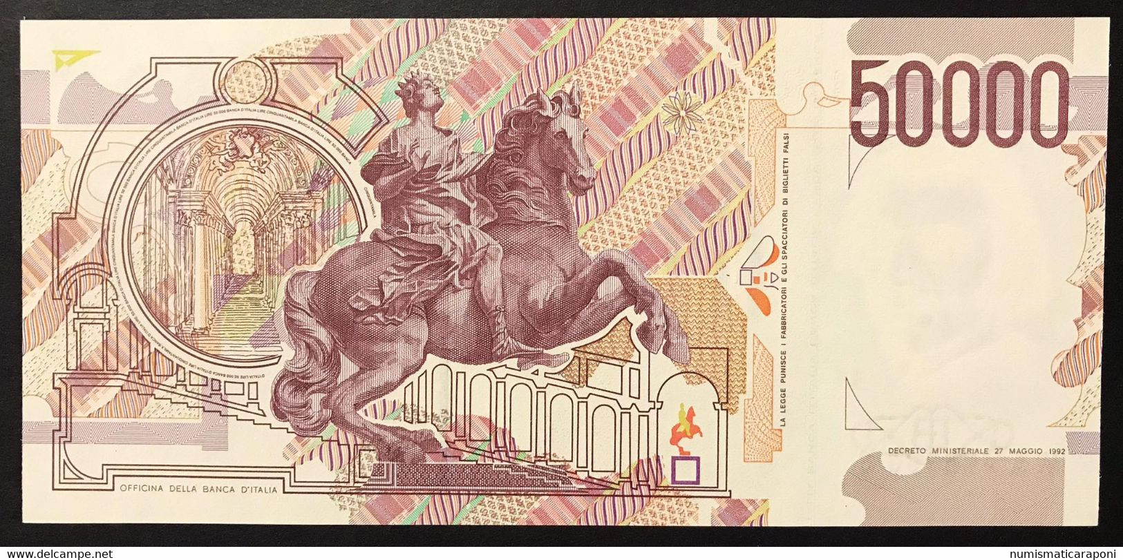 50000 Lire Gian Lorenzo Bernini II° Tipo Serie A 1992 Q.fds LOTTO 4314 - 50000 Lire