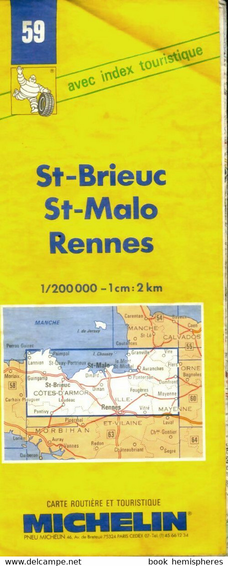 Carte Routière : St-brieuc - St-malo - Rennes 59 1/200000 De Carte Michelin (1994) - Mappe/Atlanti