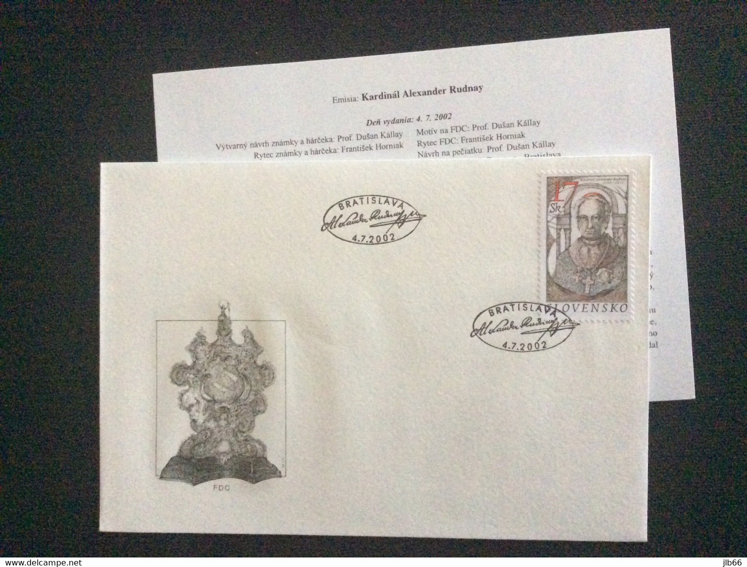 2002 Yvert BF 18 FDC 270 Cardinal Alexander Rudnay - Lettres & Documents