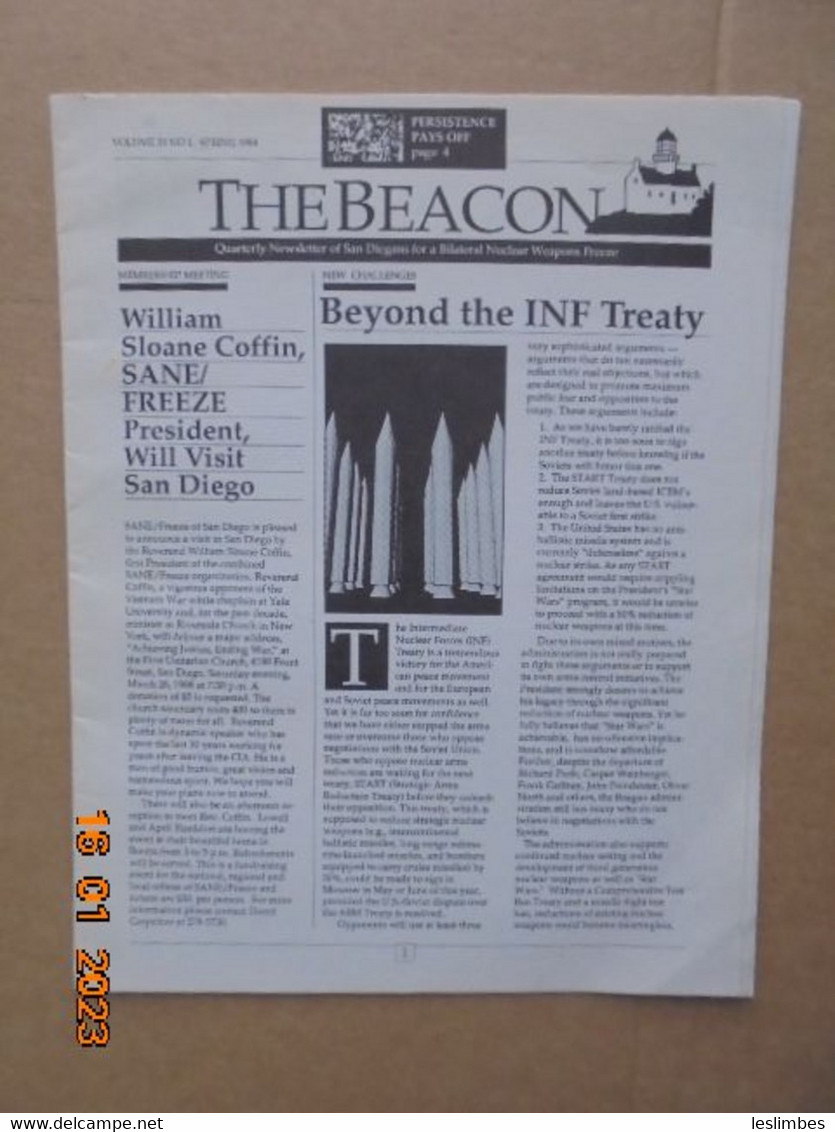 The Beacon : Quarterly Newsletter Of San Diegans For A Bilateral Nuclear Weapons Freeze (Spring 1988) Vol. 3, No. 1 - Esercito/Guerra