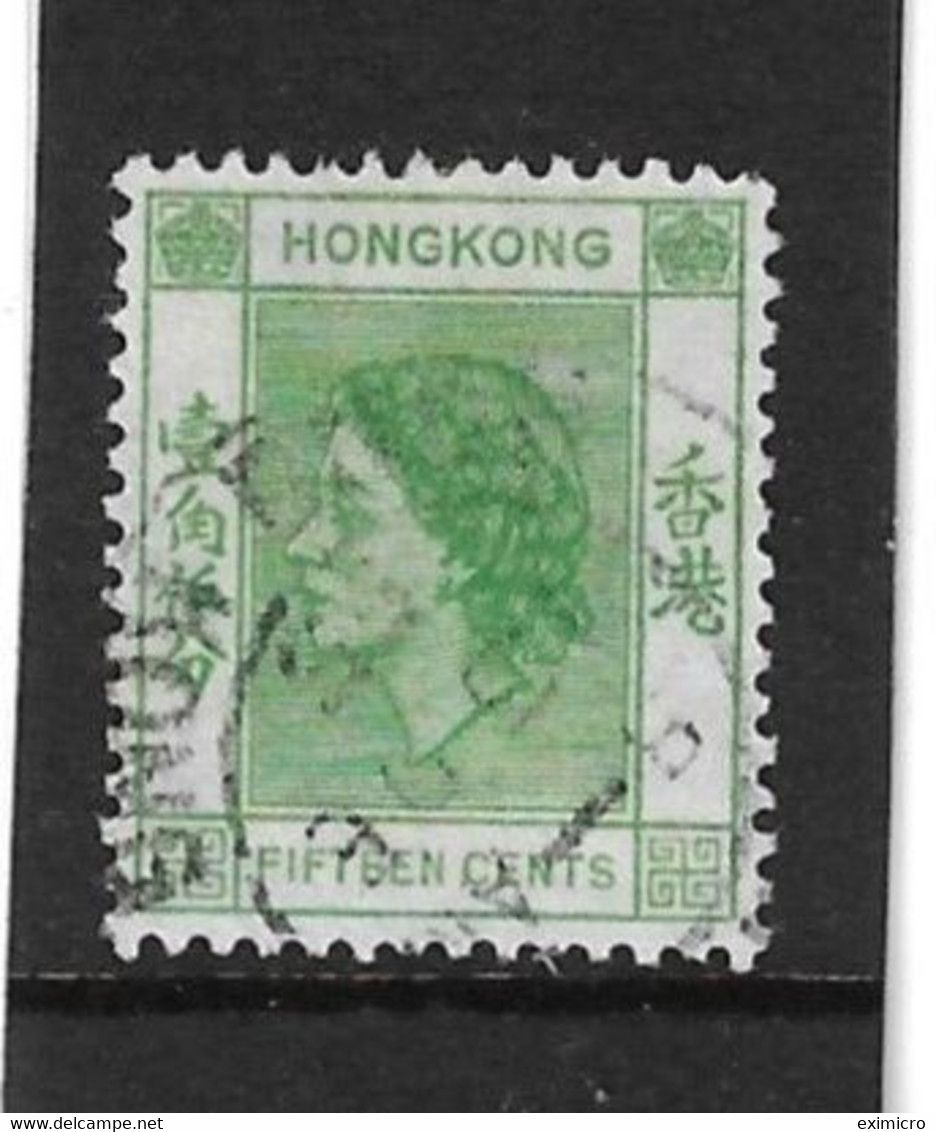 HONG KONG 1954 15c GREEN SG 180 FINE USED - Gebraucht