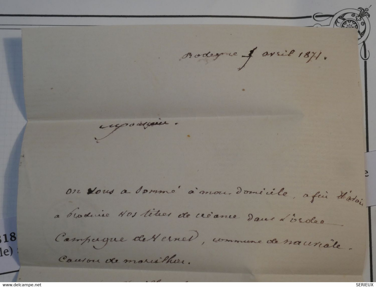 BM3 FRANCE BELLE  LETTRE RR  1871  RODEZ A VILLEFRANCHE +O.L BLEU+EMMISSION BORDEAUX  N° 46B +AFFRANC. INTERESSANT - 1870 Emission De Bordeaux