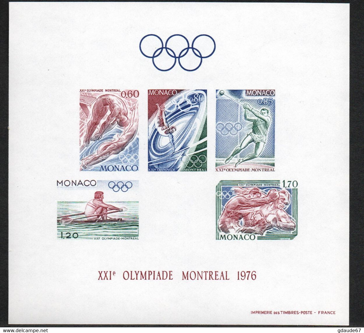 MONACO 1976 - BLOC NON DENTELE IMPERFORATED 11a ** MNH - COTE 580€ - XXI OLYMPIADE MONTREAL - SPORT - Blocchi