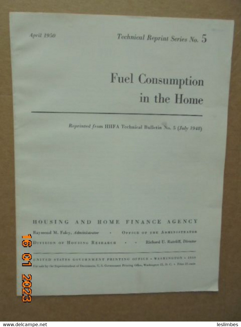 Technical Reprint Series No.5  (April 1950) : Fuel Consumption In The Home By Laurence Shuman - Architecture/ Design