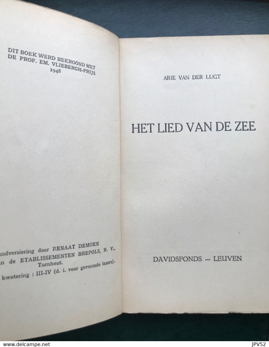 (709) Het Lied Van De Zee - Arie Van Der Lugt - 1949 - 244 Blz. - Adventures