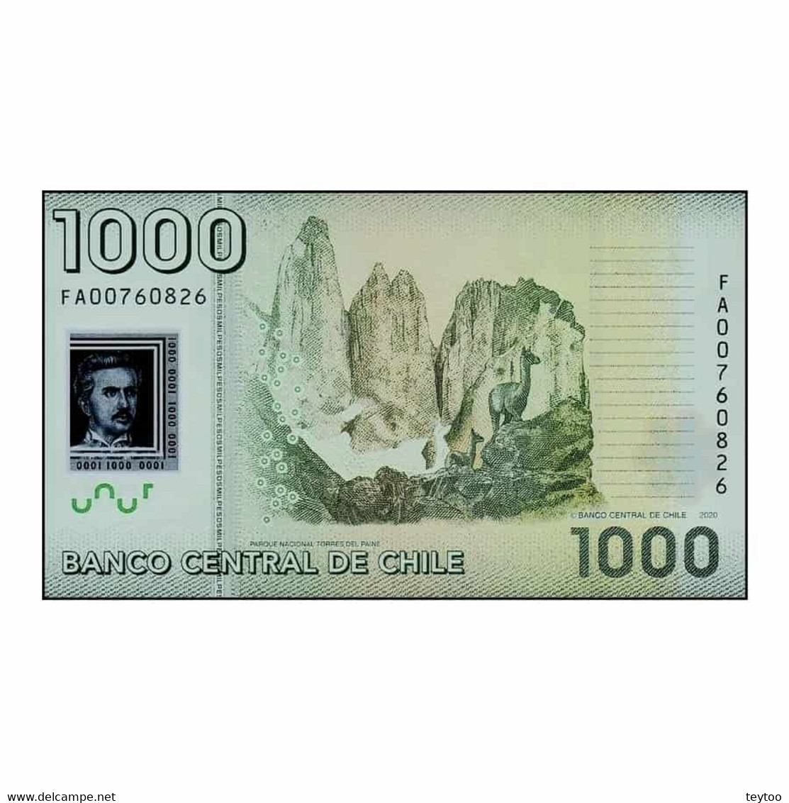 C2116# Chile 2020. 1000 Pesos (VF) - P#161j - Cile