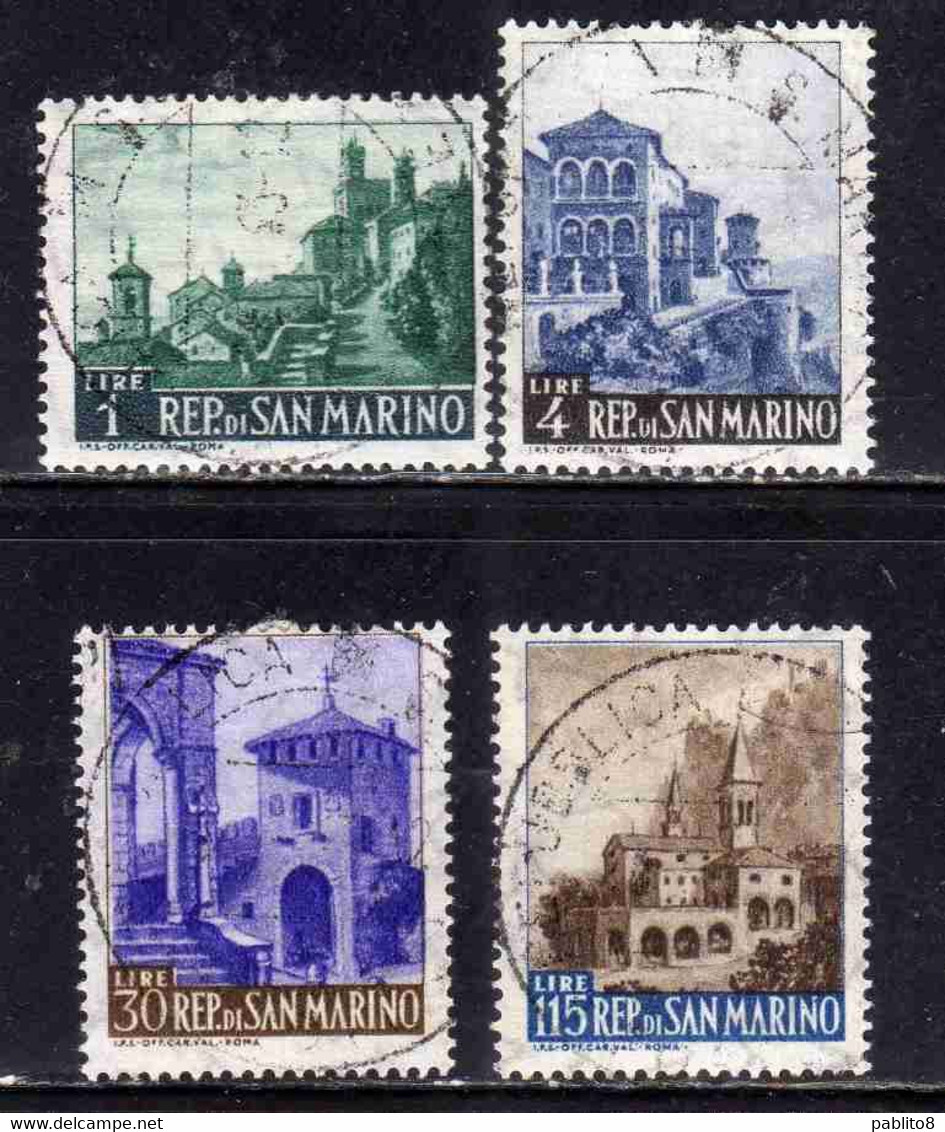 REPUBBLICA DI SAN MARINO 1961 VEDUTE VIEWS SERIE COMPLETA COMPLETE SET USATA USED OBLITERE' - Oblitérés