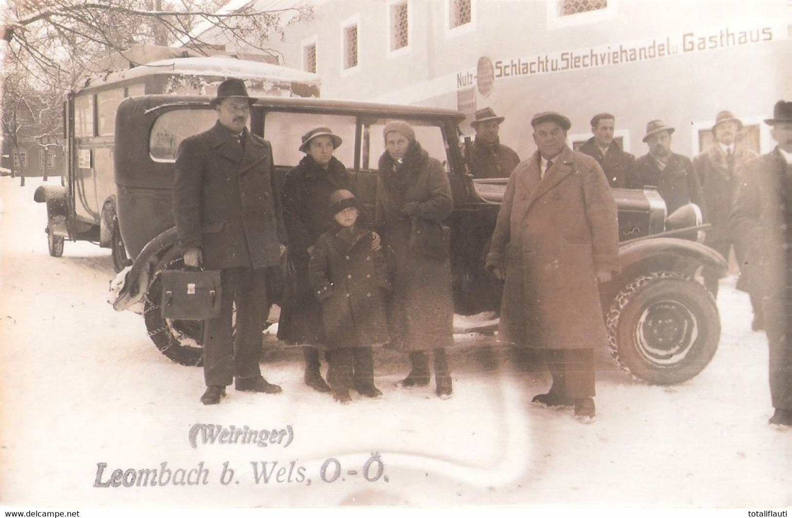 LEOMBACH Bei Wels Oberösterreich Original Fotokarte 4.2.1938 Nutz- Schlacht Und Stechviehhandel Fast TOP-Erhaltung Ungel - Wels