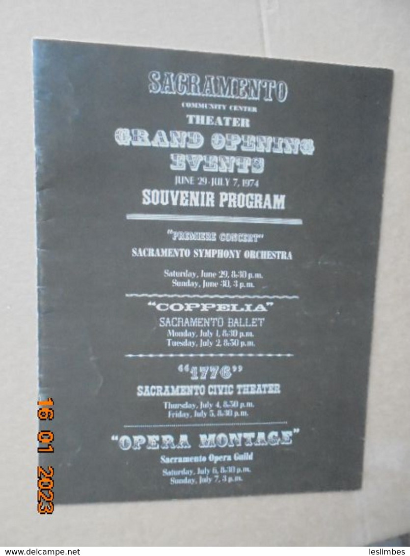 Sacramento Community Center Theater Grand Opening Events June 29 - July 7, 1974 Souvenir Program - Programme